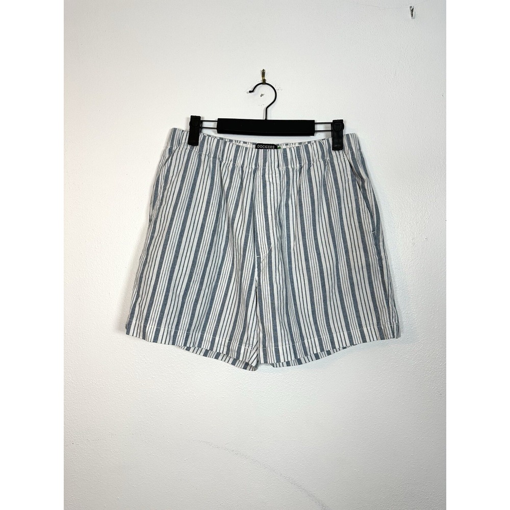 Dockers Women's Shorts Size S‎ Waterless Chambray Blue White Stripe Summer